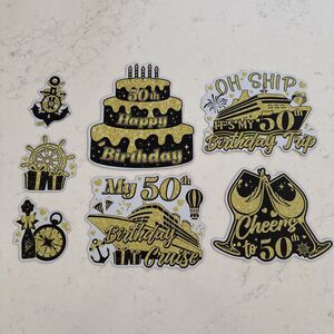 Magnetic Cruise Ship Door Happy 50th Birthday Decor Magnets - 7 Pieces